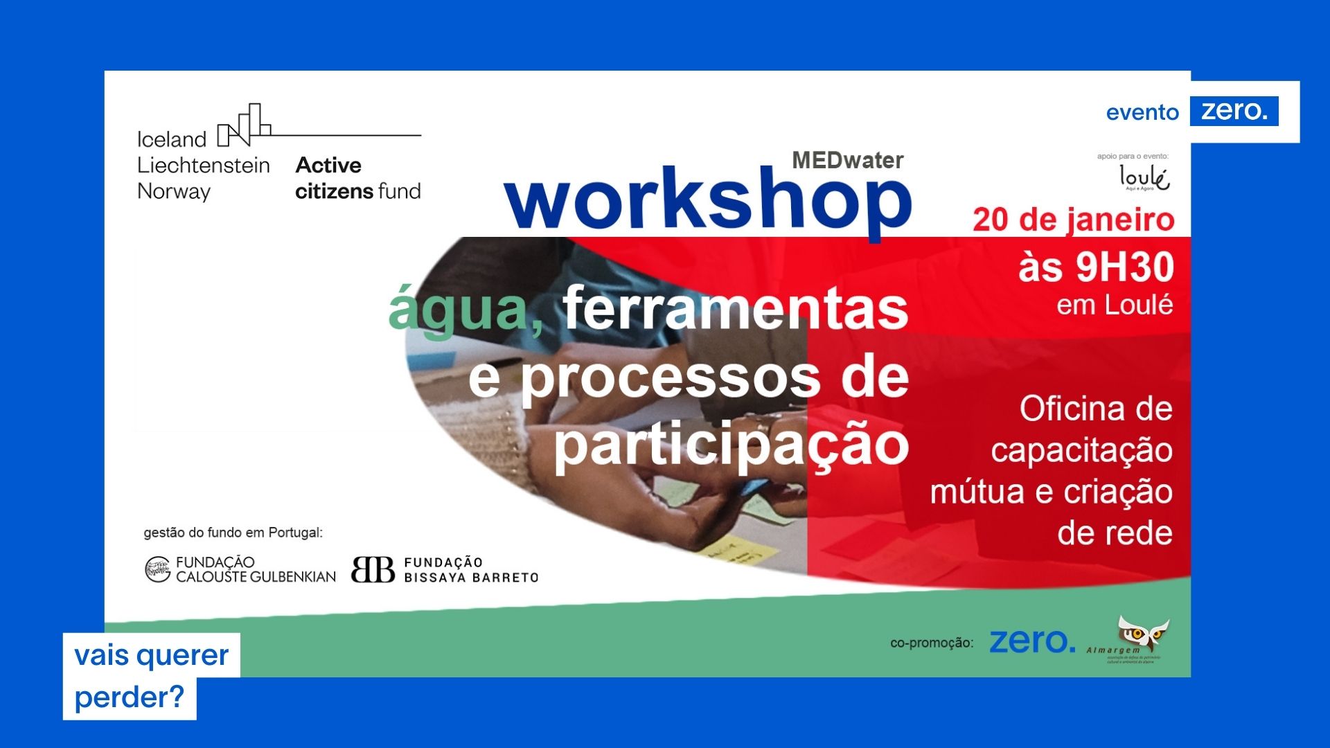Workshop: Ferramentas e processos de participação cívica em defesa da água (Alentejo e Algarve)
