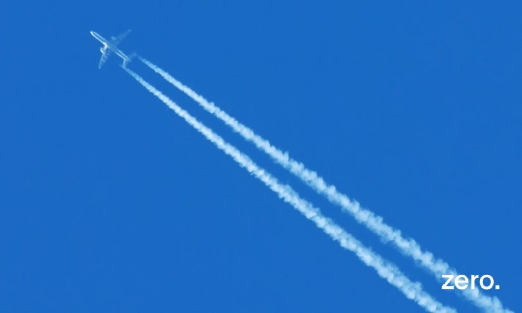 aviao com rastos de condensacao